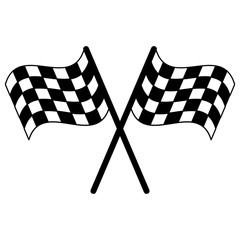 Racing flags crossed symbol in black and white