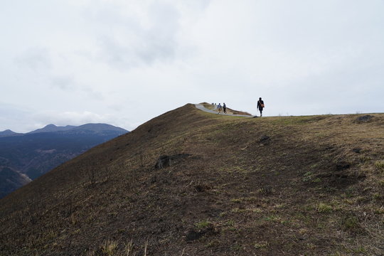 Hiking people in Mt.Omuro Ito city Shizuoka 