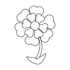 Beautiful flower cartoon isolated black and white