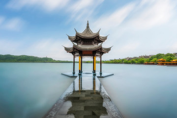 Fototapeta premium The Old Pavilion and Landscape Scenery of West Lake..
