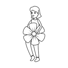 woman lifting beautiful flower