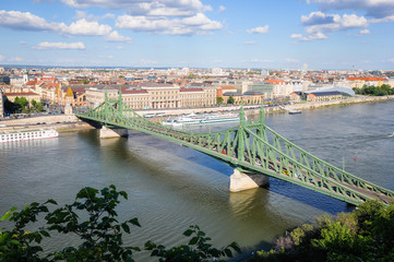 Fototapeta na wymiar City view of Budapest over the Danube river.