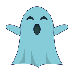 Ghost cartoon isolated blue lines
