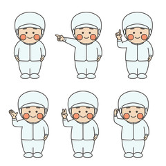 女性食品工場ポーズセット