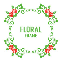 Vector illustration various texture frame floral red rose