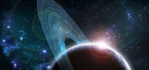 Ice Planet with Rings