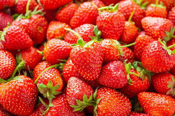 Fresh organic Strawberry fruit background Top view closeup