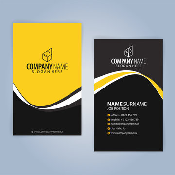 Yellow And Black Modern Business Card Template, Illustration Vector 10