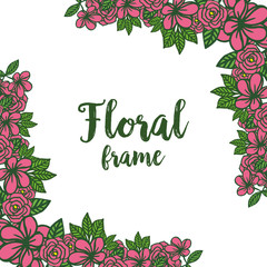 Vector illustration pattern art crowd pink floral frame