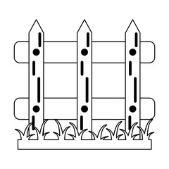 Garden fence with grass black and white