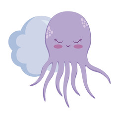 cute octopuses with cloud