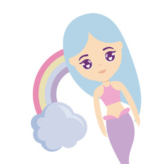 cute mermaid with rainbow