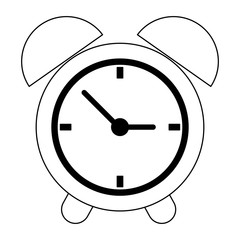 Alarm clock time symbol in black and white