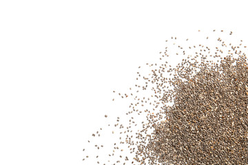 Chia seeds isolated on white, top view