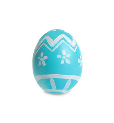 Beautiful painted Easter egg on white background
