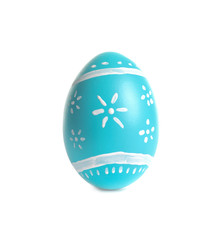 Beautiful painted Easter egg on white background
