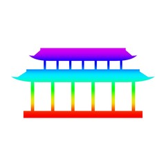Pagoda icon in gradient paint style. Asian house