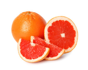 Ripe grapefruit on white background. Fresh fruit