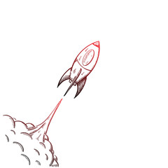 rocket illustration hand drawn style