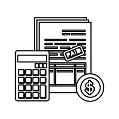 calculator math with taxes and coin