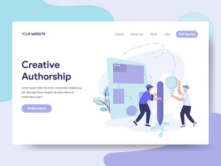 Landing page template of Creative Authorship Illustration Concept. Isometric flat design concept of web page design for website and mobile website.Vector illustration