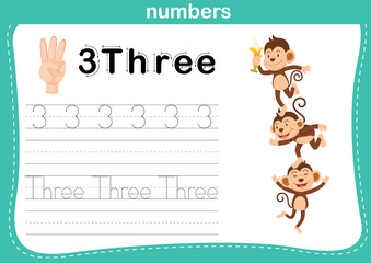 Hand count.finger and number,Number exercise illustration vector