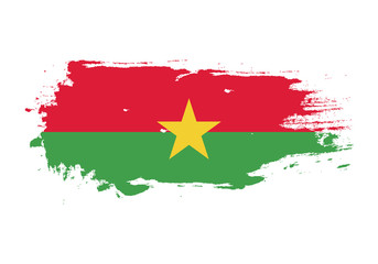 Grunge brush stroke with Burkina Faso national flag. Watercolor painting flag. Symbol, poster, banner of the national flag. Vector Isolated on white background.