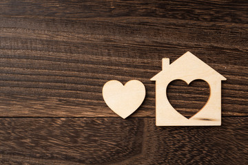 wooden family piece with love, secure concept