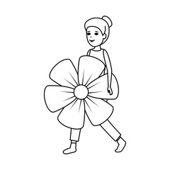 woman lifting beautiful flower