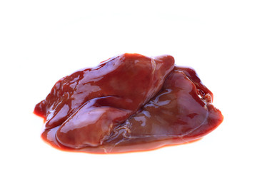 Chicken liver on a white background