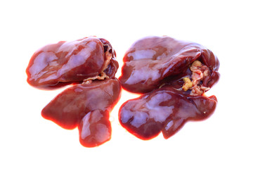 Chicken liver on a white background