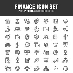 [FINANCE ICON SET] A set of finance icons. Editable stroke. 48x48 Pixel Perfect.