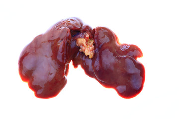 Chicken liver on a white background