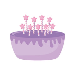 sweet cake with candles isolated icon