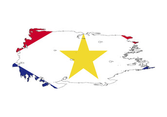 Grunge brush stroke with Saba national flag. Watercolor painting flag. Symbol, poster, banner. Vector Isolated on white background.