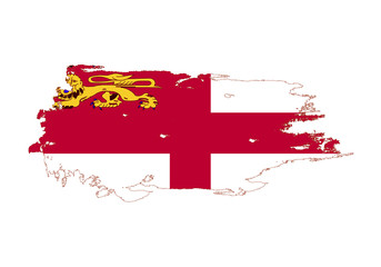 Grunge brush stroke with Sark national flag. Watercolor painting flag. Symbol, poster, banner. Vector Isolated on white background.