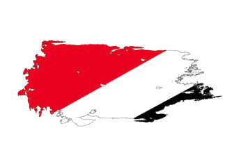 Fototapeta premium Grunge brush stroke with Sealand Principality national flag. Watercolor painting flag. Symbol, poster, banner. Vector Isolated on white background.
