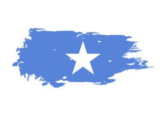 Grunge brush stroke with Somalia national flag. Watercolor painting flag. Symbol, poster, banner. Vector Isolated on white background.