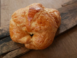 fresh baked bread on wooden table