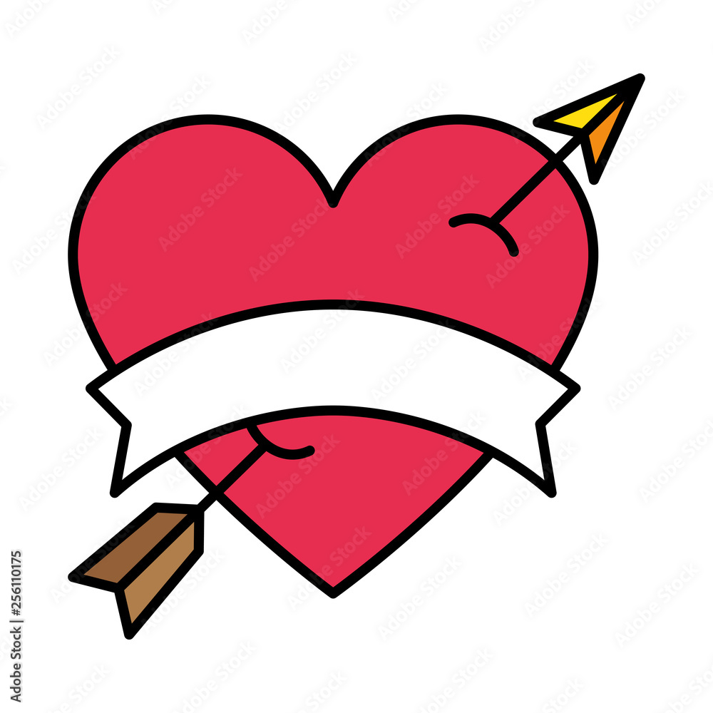 Poster heart love with arrow