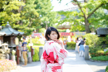 Young Japanese women in a kimono.