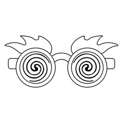 Glasses and eyes brows joke mask in black and white