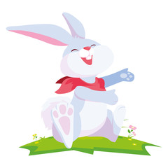Obraz na płótnie Canvas cute rabbit easter in the camp