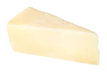 slice of Pecorino Romano sheep cheese isolated