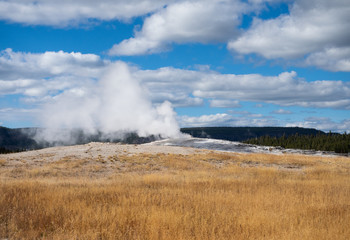 Steaming Old Faithful Before an Eruption