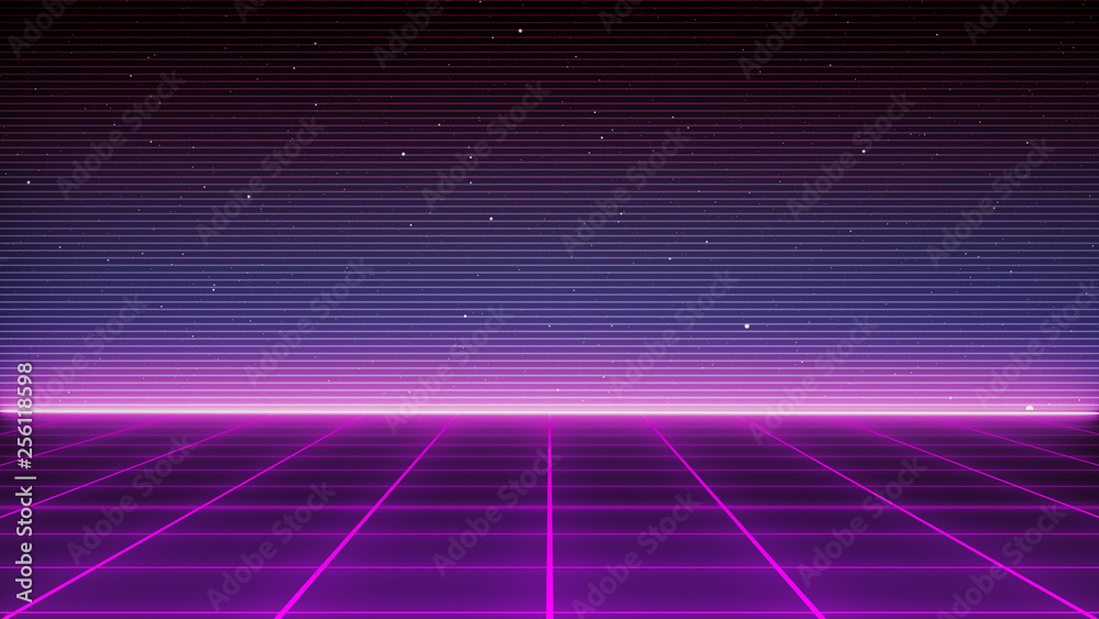 Canvas Prints retro sci-fi background futuristic landscape of the 80`s. digital cyber surface. suitable for design