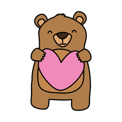 cute bear holding heart