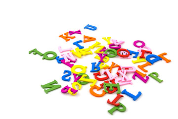 Colorful of Assorted Letters of English Alphabet isolated on white