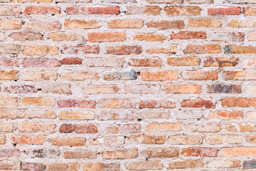 Vintage aged red brown color baked architectural textured detailed clay stone brick block wall structural interior design for exterior wall, wallpaper, backdrop, brickwork, background backdrop concept