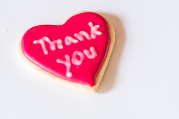 cookie dessert thank you heart red shape